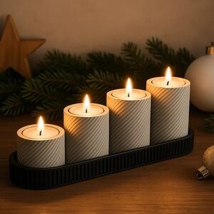 3D Printed Elegant White Candle Set with Holder. 🕯️